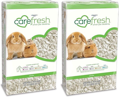 Carefresh 99% Dust-Free White Natural Paper Small Pet Bedding with Odor Control, 23 L (Pack of 2)