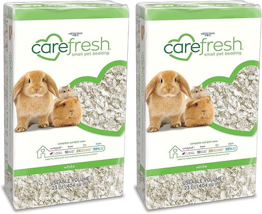Carefresh 99% Dust-Free White Natural Paper Small Pet Bedding with Odor Control, 23 L (Pack of 2)