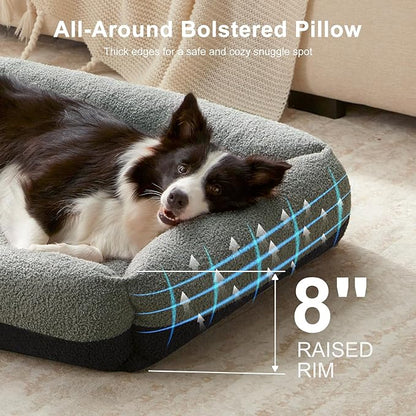 FURTIME Dog Bed Large Sized Dogs, Washable Comfy Fluffy Medium Dog Bed, Removable Zipper Cover Machine Wash, Soft Orthopedic Bed Durable Pet Cuddler with Anti-Slip Bottom, 36"x27"x8",Dark Grey