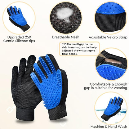 Cat Grooming Glove Brush,Self-Cleaning Slicker Pet Brush | Dog Bath Brush for Shedding and Grooming,Removes Loose Hair and Tangles,Promote Circulation for Short and Long Haired Pets