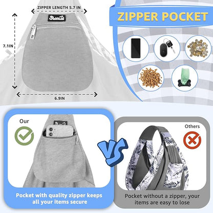 SlowTon Dog Carrier Sling - Thick Padded Shoulder Strap Adjustable Dog Carriers for Small Dogs, Puppy Carrier Purse for Pet Cat with Front Zipper Pocket Safety Belt Machine Washable (GY, L)