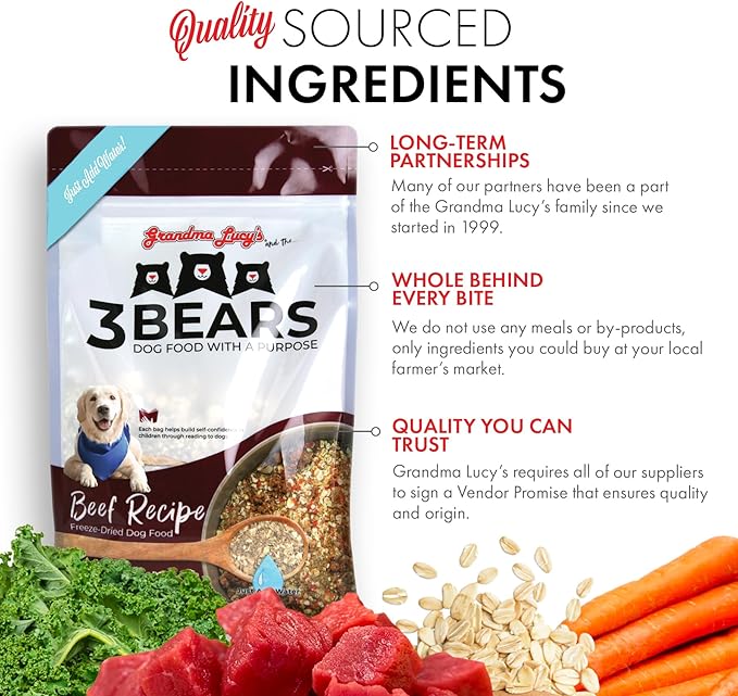 3 Bears Beef Dog Food - 1lb