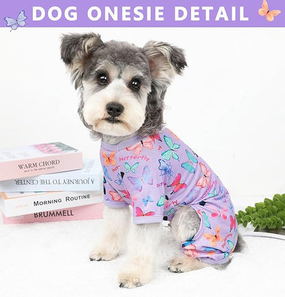 Dog Pajamas Spring Summer Dog Clothes for Small Medium Dogs Girl Boy Cute Soft Puppy Pjs Clothes Doggie Onesies Cat Pet Jammies Outfit (Violet,2XL)