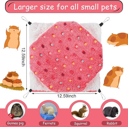BOAO 2 Pcs Guinea Pig Rat Hammock Guinea Pig Hamster Ferret Hanging Hammock Accessories for Small Animals Chinchilla Parrot Sugar Glider Ferret Squirrel (Hot Pink,Blue,Dot Pattern)