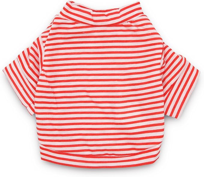 DroolingDog 3 Pack Striped Dog Shirts for Small Dogs - Girls & Boys Dog Clothes - Striped Puppy T Shirts, Small, Pack of 3