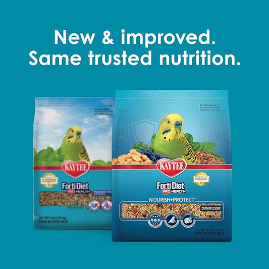 Kaytee Forti-Diet Pro Health Nourish+Protect Parakeet Food, Comprehensive Nutrition Backed by Science, Digestive Health, Immune Support, 4 pounds