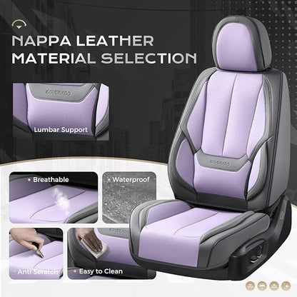 Coverado Seat Covers, Car Seat Covers Full Set, Leather Seat Covers for Cars, Car Seat Protector, Gray Car Seat Covers Front Seats and Back Seats Universal Fit for Most Cars Purple