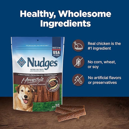 Blue Buffalo Nudges Homestyle Natural Dog Treats Chicken and Pork, 18-oz Bag