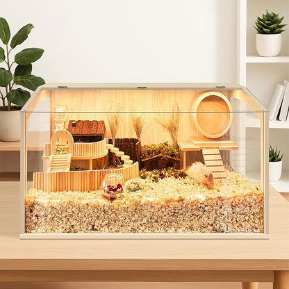 Prolee Hamster Cage Chewproof, Large Hamster Cage,Guinea Pig Cages Openable Top with Acrylic Sheets Solid Built, Hamster Habitat 24"