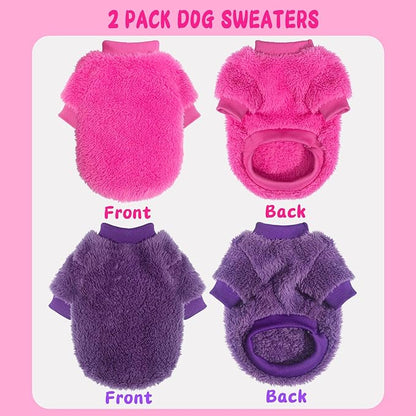 2 Pack XXS Dog Sweater, Tiny Dog Sweaters for Small Dogs Girl (1-3lb), Warm Soft Puppy Clothes for New Puppies, Cute Extra Small Doggie Clothes for Chihuahua Yorkie Cat Pet Apparel,XXS