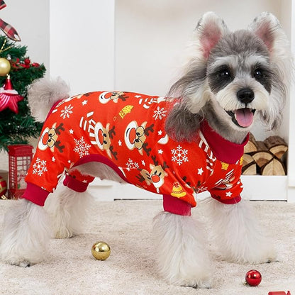 XPUDAC 4 Pack Christmas Dog Pajamas Comfy Dog Clothes for Small Medium Dogs Girl Boy Holiday Pet Outfit Puppy Onesie Cat Pjs Jammies, S