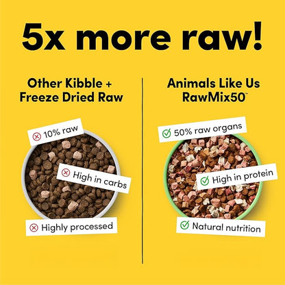 RawMix50 Premium Freeze-Dried Raw Grass-Fed Beef Recipe Dog Food, Protein Rich, Includes Kibble, Non-GMO, No Wheat or Corn, 4 lbs