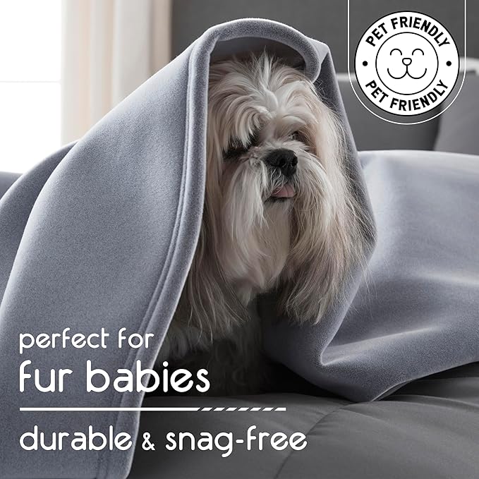 Vellux 1B07055 Original Insulating Core Hotel Style Solid Blanket Machine Washable Soft Cozy Warm Pet Friendly Bed Sofa Blankets, Twin, Grey (Pack of 2)