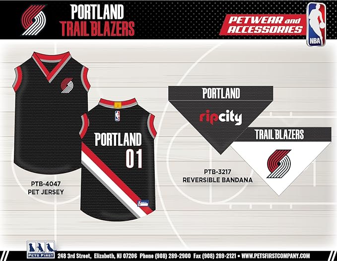 Pets First NBA Portland Trailblazers Dog Jersey, X-Large - Tank Top Basketball Pet Jersey