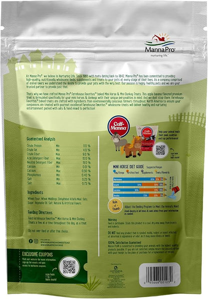 Manna Pro Farmhouse Favorites Mini Horse & Mini Donkey Treats –Baked Snack for Mini Horses & Mini Donkeys – Hand Mixed Treat – Oats, Apple & Banana Flavored – 3lb Bag (Pack of 2)