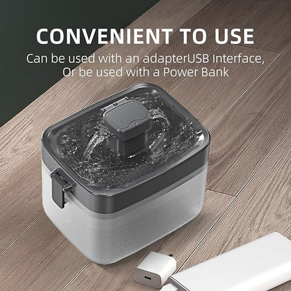 Cat Water Fountain, Automatic USB Powered Pet Fountain 50.7oz, 20dB Ultra-Quiet & Translucent Mini Water Tank, BPA-Free for Small to Medium Cats/Dogs, Black