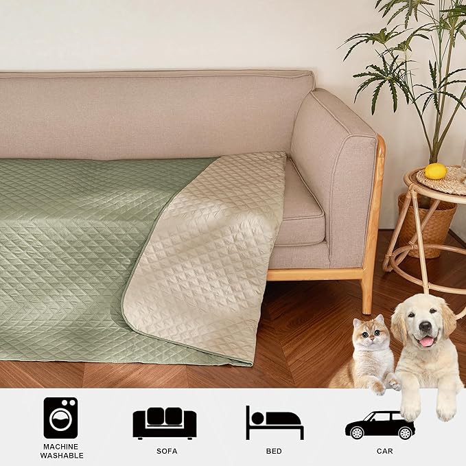 NICETOWN Pet Blanket, Water Resistant Cat Dog Puppy Dog Hair Repellent Blanket for Small Medium Large Dogs, Waterproof Sectional Couch Covers, 1 PC, 62 x 82, Beige/Khaki