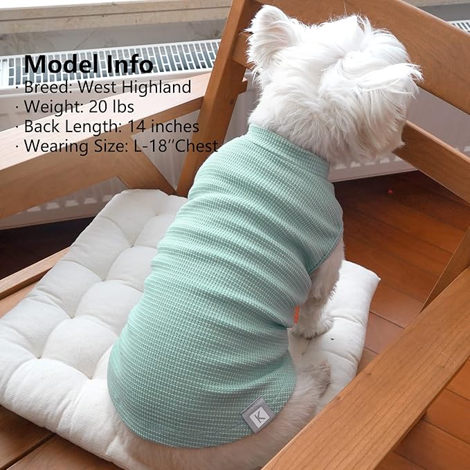 KYEESE 2Pack Waffle Dog Shirts, Lightweight Sleeveless Dog T Shirts for Small Dogs Boy Girl, Breathable Pet Vest Comfortable Tank Top Soft Dogs Clothes for Daily Wear, Green+Grey, M
