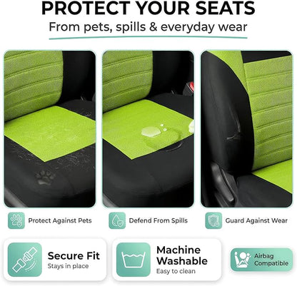 FH Group Automotive Car Seat Covers Front Set Premium 3D Air Mesh Front Seat Covers, Airbag Compatible Universal Fit Interior Accessories for Cars Trucks and SUVs - Green