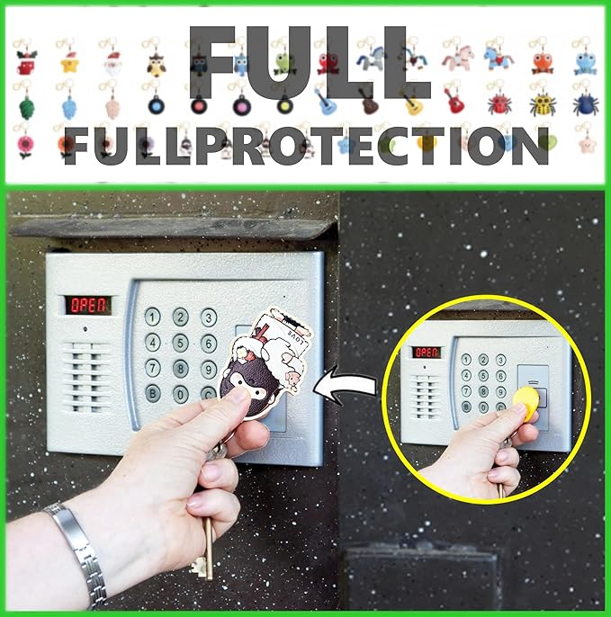 Leather Keychain Holder Case Compatible with AirTag,Cute Protective Cover with Keyring,Anti-Scratch Finder GPS Tracker Case for Wallet Keys,Bag,Pets,Backpack(E)