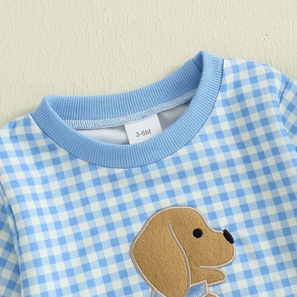 Baby Girl Summer Clothes Dog Bubble Romper Newborn Infant Plaid Onesie Spring Summer Toddler Bodysuit Clothes