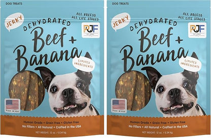 PET JERKY FACTORY Premium Beef and Banana 12 oz. Dog Jerky Treats | 100% Human Grade | USA Made-| High Protein-| Grain Free-| Limited Ingredients-| No Filler-| BHA-BHT Free-| Soft-Tender,(Pack of 2)