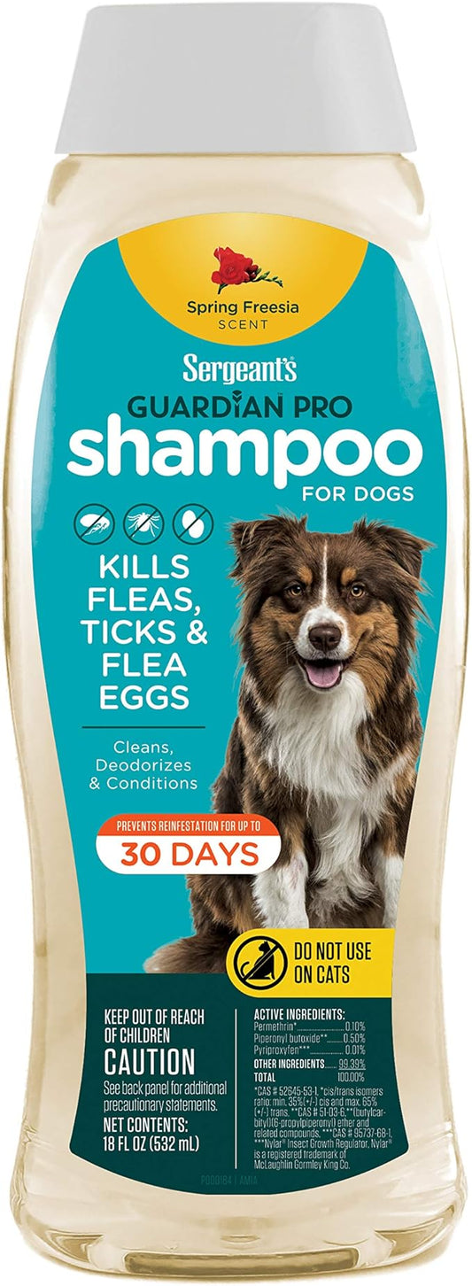 Sergeant's Guardian Pro Flea & Tick Dog Shampoo, Spring Freesia Scent, 18 oz.