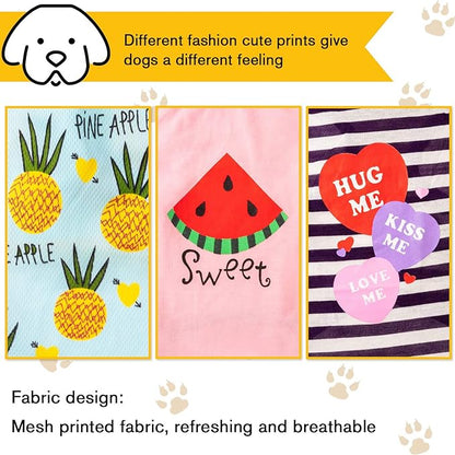 SATINIOR 6 Pcs Dog Clothes Printed Doggie Shirts Puppy T-Shirts Cute Pet Cotton Clothes Doggie Shirt for Small Medium Dog Apparel Summer Christmas(M)