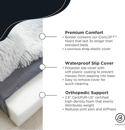 Best Friends by Sheri Nap Mat Dog Bed with Bolster - Washable Crate Pad, Removable Cover, Frost, Small, 22x15