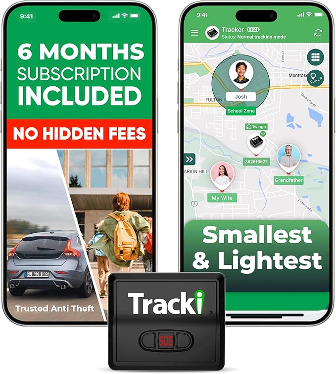 Tracki GPS Tracker for Vehicles – Real-Time 4G LTE Assets & Car Tracking Device with App, Magnetic Mount, Compact Design, Worldwide Coverage – iOS & Android (Tracker 6-mo Subscription Incl.)