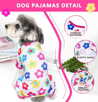 Dog Pajamas Spring Summer Dog Clothes for Small Medium Dogs Girl Boy Cute Soft Puppy Pjs Clothes Doggie Onesies Cat Pet Jammies Outfit (Rose,XL)