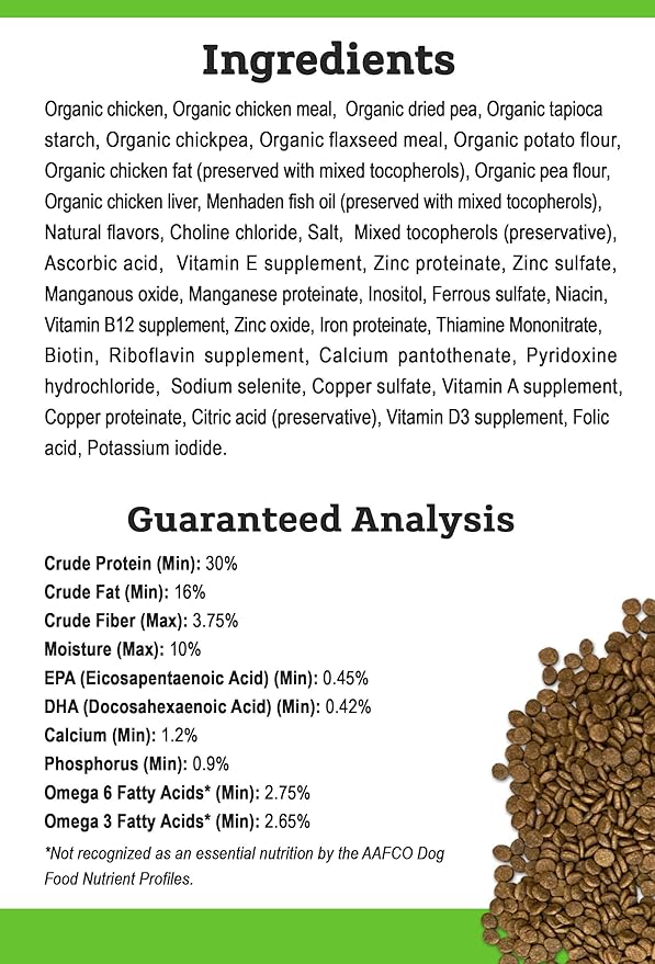 Tender & True Organic Chicken & Liver Recipe Dog Food, 4 lb