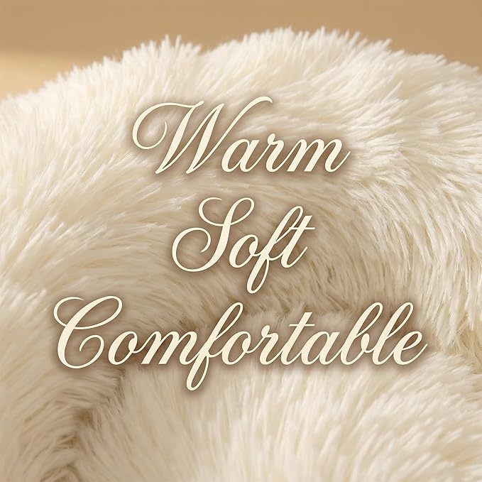 Tiny Dog Bed 11.8 Inch for Extra Small Dogs,Washable Puppy Bed,Soft Faux Fur Calming Donut Bed for Chihuahua Yorkie Maltese Pomeranian,Beige