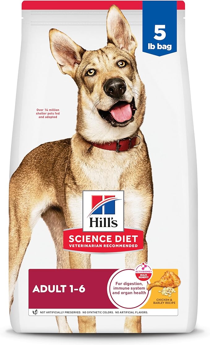 Hill's Science Diet Adult 1-6 Dry Dog Food, Chicken & Barley, 5 lb. Bag