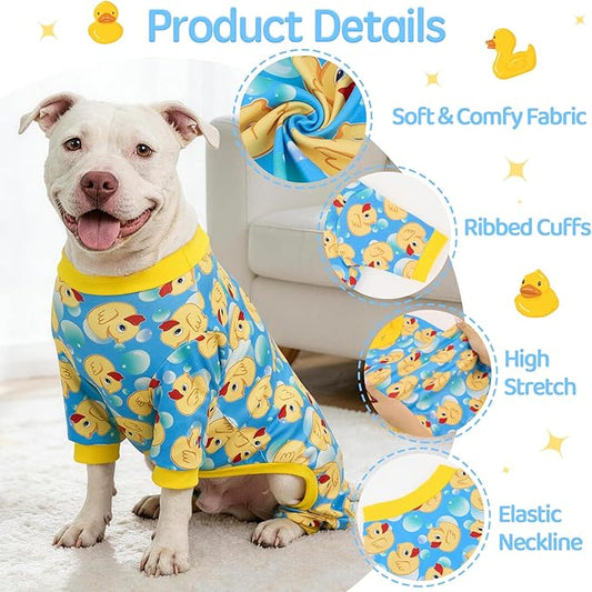 XPUDAC 4 Pieces Dog Pajamas for Large Dogs Pjs Clothes Puppy Onesies Outfits for Doggie Duck Shirts Sleeper for Pet Cats Jammies-XXXL