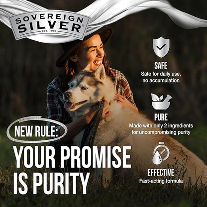 Sovereign Silver Pets Immune Support - Colloidal Silver, Bio-Active Silver Hydrosol, for Dogs and Cats 10 ppm, Liquid Dropper, 4 Fl Oz, (118 mL)