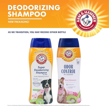 Arm & Hammer Deodorizing Dog Shampoo with Baking Soda for Odor Control, Tearless Moisturizing Formula for Sensitive Skin, Fresh Kiwi Blossom Scent, Safe for Dogs and Puppies, 20 Fl Oz - 6 Pack