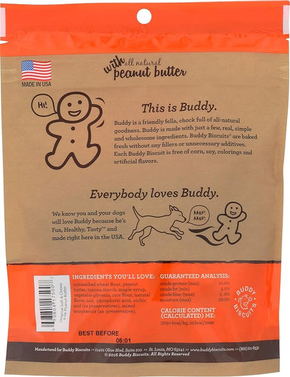 Buddy Biscuits, Soft & Chewy Treats for Small & Large Dog, Made in USA Peanut Butter Flavor - 6 oz, 4 Pack