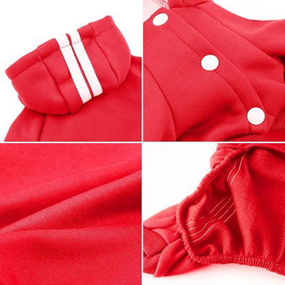 Dog Hoodie Security Clothes 4 Legs Jumpsuit Sweatshirt Hoodies Soft & Warm Dog Outfit Pullover Dog Winter Clothes Sweater for Small Medium Large Dogs Cats (Red, Large)