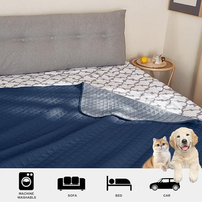 NICETOWN Couch Cover, Sofa Covers for Large Dogs, Pets Dog Furniture Cover Protector, Reversible and Water Resistant, 82" Wide x 82" Long, 1 Panel, Navy/Stone Blue