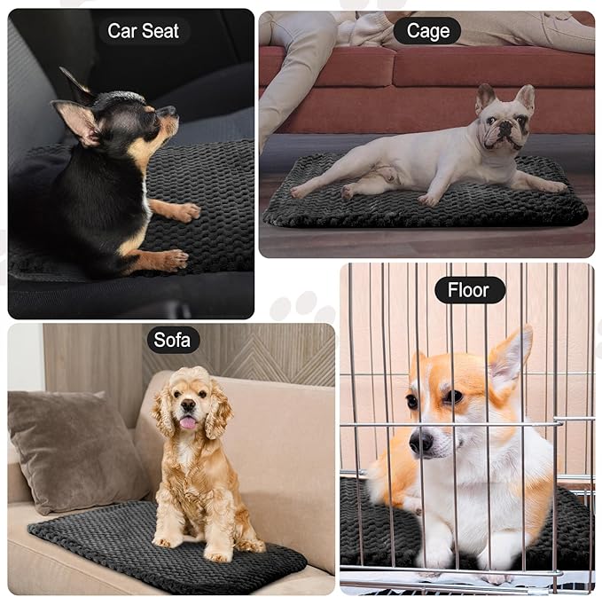 Drydiet 4 Pcs Self Heating Cat Pad Self Warming Cat Bed Dog Heating Pad Washable Thermal Pet Mat for Indoor Outdoor Pet 16 x 20 Inch Removable Non Slip(Black)