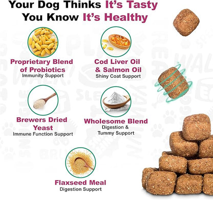 Doggie Dailies Probiotics for Dogs - Advanced Dog Probiotics with Prebiotics - Promotes Digestive Health - Supports Immune System and Overall Health (Duck) 225 Soft Chews
