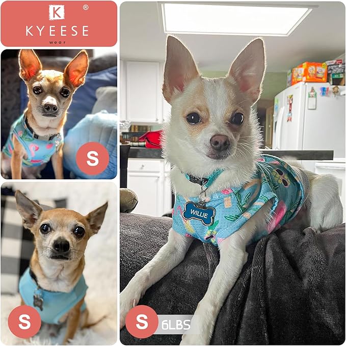 KYEESE 2Pack Dog Shirt, Lightweight Sun Protection Dog T Shirts for Small Dogs Boy Girl, Breathable Mesh Tank Top Sleeveless Puppy Reflective Vest, Soft Summer Dogs Clothes, Flamingo+Blue, S