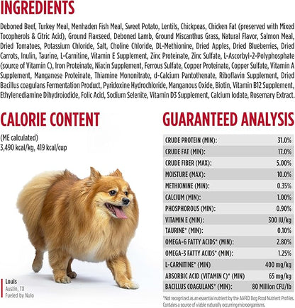 Nulo FreeStyle Small Breed Dog Food Dry - Beef & Sweet Potato, Puppy & Adult Grain Free Dog Food, Natural, High Protein, Smaller Sized Kibble with BC30 Probiotic for Healthy Digestion Support, 6lb Bag