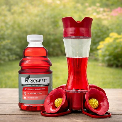 Perky-Pet Hummingbird Nectar Concentrate for Hummingbird Feeder - 32 oz - Makes 96 FL OZ of Red Food Nectar - 238