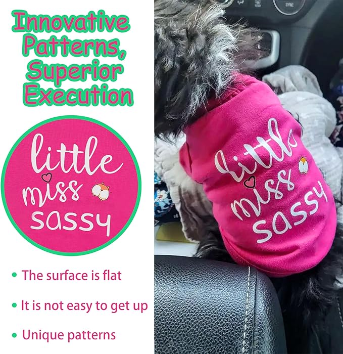Paiaite Dog Clothes Fashionable Sleeveless Pet Vest: 'Little Miss Sassy' Printed Cotton Dog Shirt, Ideal for Small, Medium, and Large Breeds, Ensuring Comfort and Breathability White 3XL