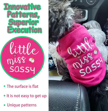 Paiaite Dog Clothes Fashionable Sleeveless Pet Vest: 'Little Miss Sassy' Printed Cotton Dog Shirt, Ideal for Small, Medium, and Large Breeds, Ensuring Comfort and Breathability Orange Pink XXS