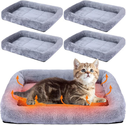 Sintuff 4 Pack Self Warming Cat Bed 15.7 x 11.8 Inch Cat Bed for Indoor Cats Heated Pet Crate Mat Extra Warm Thermal Dog Pad Anti-Slip Puppy Kitten Cushion for Pet Lovers Winter Gifts for Christmas