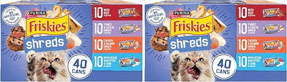 Friskies Purina Wet Cat Food Variety Pack, Shreds with Beef, Turkey & Cheese Dinner, Chicken & Salmon Dinner, and with Ocean Whitefish and Tuna - 5.5 oz. Cans (Pack of 80)