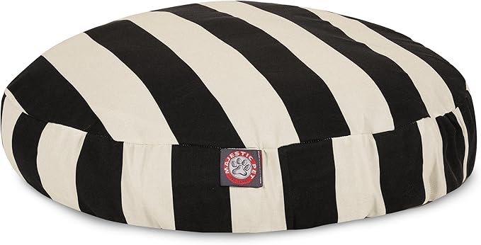 Black Vertical Stripe Medium Round Indoor Outdoor Pet Dog Bed With Removable Washable Cover By Majestic Pet Products